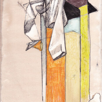 "Paréidolie 31" başlıklı Resim Pascal Maestri tarafından, Orijinal sanat, Tükenmez kalem Ahşap panel üzerine monte edilmiş