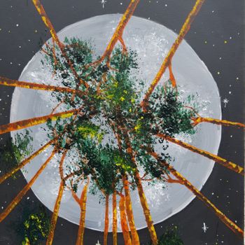 Painting titled "Lunaire fluorescense" by Pascal, Original Artwork, Acrylic