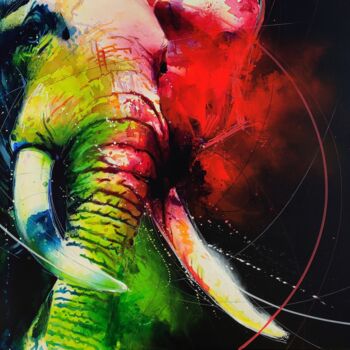 Pittura intitolato "ABSTRACT ELEPHANT" da Pascal Merlin, Opera d'arte originale, Acrilico Montato su Telaio per barella in l…
