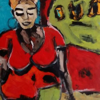 Painting titled "Dominicaine" by Pascal Milcendeau, Original Artwork, Acrylic