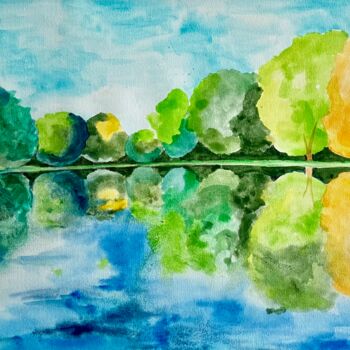 Peinture intitulée "Le Lac de Beauséjour" par Pascal Newton, Œuvre d'art originale, Aquarelle