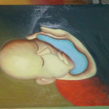 Painting titled "La beauté du sommeil" by Pascal Nkana, Original Artwork, Oil