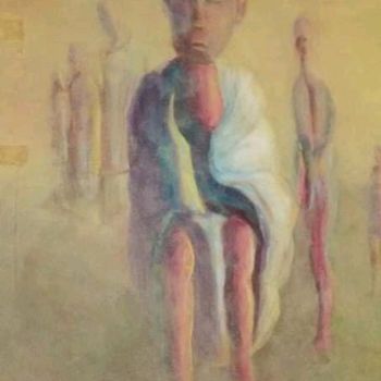 Pintura titulada "L'homme triste" por Pascal Nkana, Obra de arte original