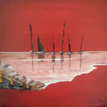 Painting titled "MER ROUGE" by Pascal Ricochon, Original Artwork, Acrylic