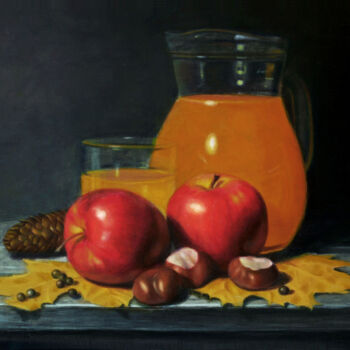 Malerei mit dem Titel "Harmonie rouge oran…" von Pascal Roskam, Original-Kunstwerk, Öl