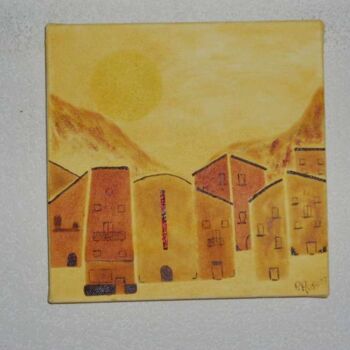 Painting titled "Le vieux village" by Pascal Russi (PRussi), Original Artwork, Oil
