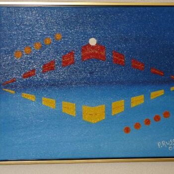 Painting titled "Le point blanc" by Pascal Russi (PRussi), Original Artwork, Oil