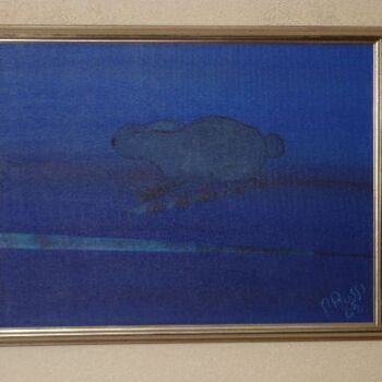 Painting titled "Composition bleue" by Pascal Russi (PRussi), Original Artwork, Oil