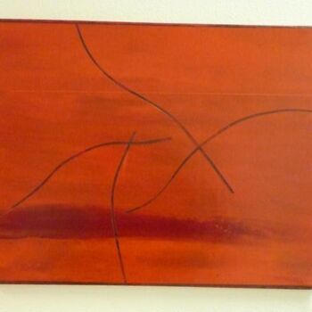 Painting titled "Divagations rouges" by Pascal Russi (PRussi), Original Artwork, Oil