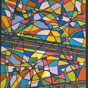 Malerei mit dem Titel "21.la valse colorée…" von Pascal Russi (PRussi), Original-Kunstwerk, Acryl