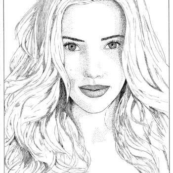 Tekening getiteld "Scarlett Johansson" door Pascal Tavarner, Origineel Kunstwerk, Inkt