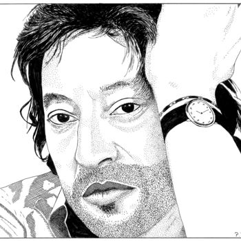 Dibujo titulada "Serge Gainsbourg" por Pascal Tavarner, Obra de arte original, Tinta