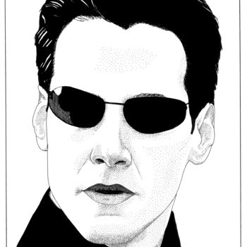 Dibujo titulada "Keanu Reeves" por Pascal Tavarner, Obra de arte original, Tinta