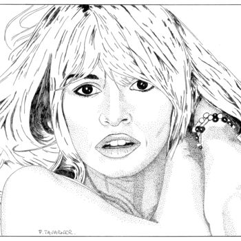 Disegno intitolato "Brigitte Bardot" da Pascal Tavarner, Opera d'arte originale, Inchiostro
