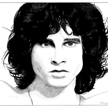 Dessin intitulée "Jim Morrison" par Pascal Tavarner, Œuvre d'art originale, Encre