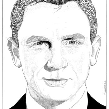 Dessin intitulée "Daniel Craig" par Pascal Tavarner, Œuvre d'art originale, Encre