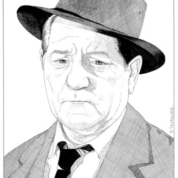 Drawing titled "Jean Gabin" by Pascal Tavarner, Original Artwork, Ink