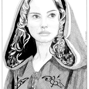 Σχέδιο με τίτλο "Natalie Portman" από Pascal Tavarner, Αυθεντικά έργα τέχνης, Μελάνι