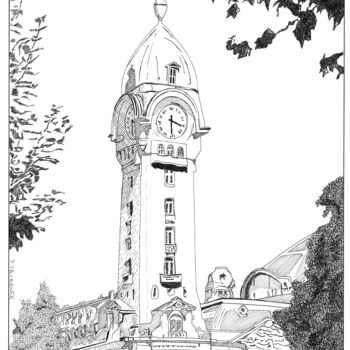 Disegno intitolato "Gare de Limoges Bén…" da Pascal Tavarner, Opera d'arte originale, Inchiostro