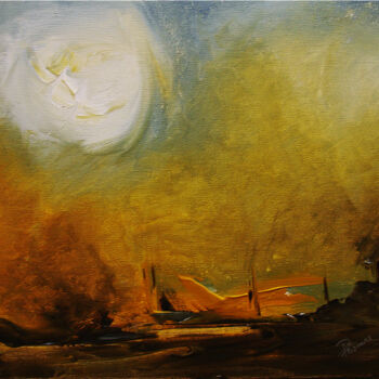 Painting titled "Pleine lune" by Pascal Thomas, Original Artwork, Acrylic