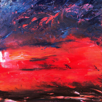 Malerei mit dem Titel "Tempête rouge" von Pascal Thomas, Original-Kunstwerk, Acryl