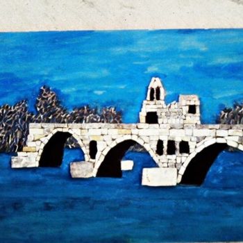 Sculpture intitulée "le pont d Avignon" par Nadine Danis, Œuvre d'art originale, Mosaïque