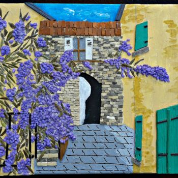 Scultura intitolato "Village provencal d…" da Nadine Danis, Opera d'arte originale, Mosaico