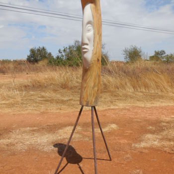 Sculpture titled "el indio" by Pascal Alonzo, Original Artwork, Wood