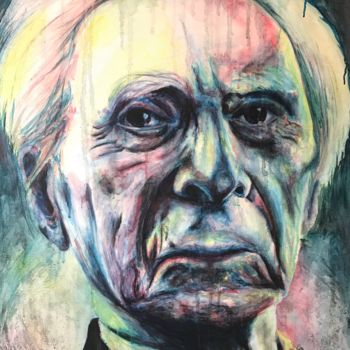 Painting titled "Bertrand Russell" by Pascal Cardozo, Original Artwork, Watercolor