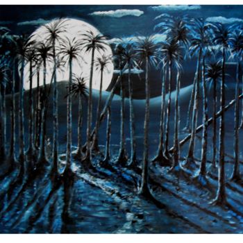 Pintura intitulada "Moon shadows" por Pascal Djabali, Obras de arte originais, Óleo