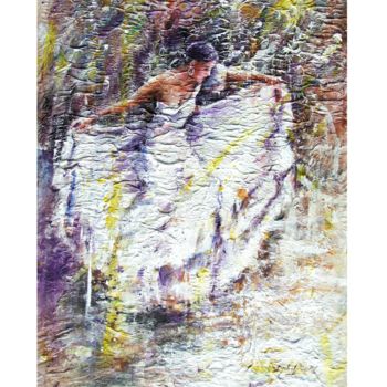 Painting titled "Dancing lady in whi…" by Pascal Djabali, Original Artwork, Oil