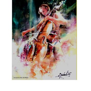 Painting titled "Jackline Dupre" by Pascal Djabali, Original Artwork, Watercolor