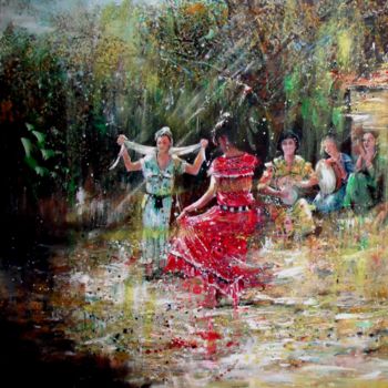 Pintura intitulada "Berber wedding -kab…" por Pascal Djabali, Obras de arte originais, Óleo