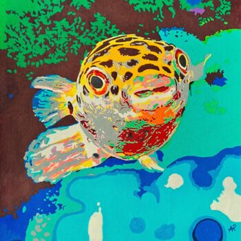 Painting titled "Poisson exotique -…" by Pascale Alloncle, Original Artwork, Acrylic