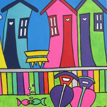 Painting titled "CABANES PECHEURS BA…" by Pascale Capdeville, Original Artwork
