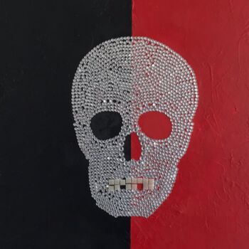 Pintura titulada "Skull à paillettes" por Pascale De Iudicibus, Obra de arte original, Acrílico Montado en Bastidor de camil…