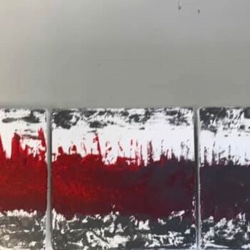Painting titled "Triptyque" by Pascale De Iudicibus, Original Artwork, Acrylic Mounted on Other rigid panel