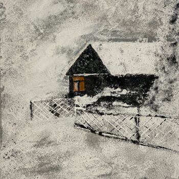 Painting titled "Silence hivernal" by Pascale De Iudicibus, Original Artwork, Acrylic Mounted on Wood Stretcher frame