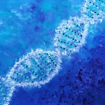 Painting titled "ADN Bleu" by Pascale Depaepe, Original Artwork, Acrylic