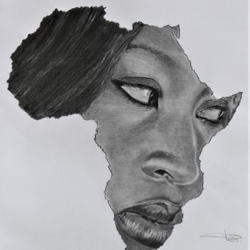 Drawing titled "Africa - Regard sur…" by Pascale Scheip, Original Artwork, Graphite