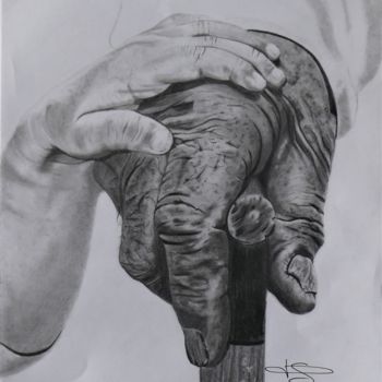 Dessin intitulée "Le langage des main…" par Pascale Scheip, Œuvre d'art originale, Crayon