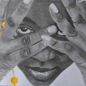 Dessin intitulée "Black Ladie" par Pascale Scheip, Œuvre d'art originale, Crayon