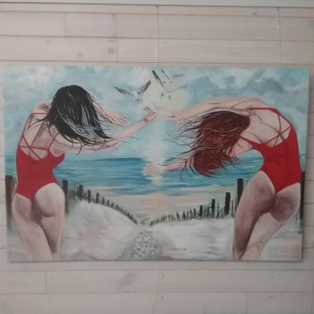 Peinture intitulée "Les filles du bord…" par Pascale Hanneuse, Œuvre d'art originale, Acrylique