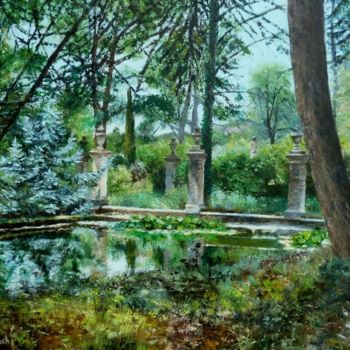 Painting titled "Le jardin de Javon" by Pascale Harnisch, Original Artwork, Oil