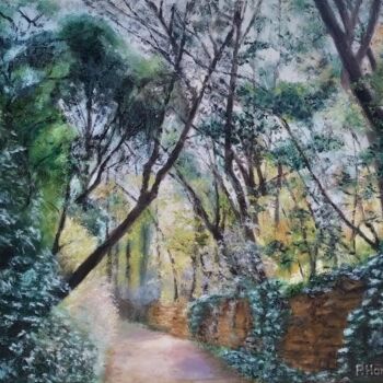 Painting titled "Chemin mystérieux" by Pascale Harnisch, Original Artwork, Oil