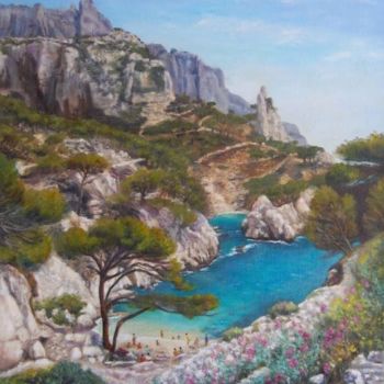 Painting titled "Calanque de Sugiton" by Pascale Harnisch, Original Artwork, Oil