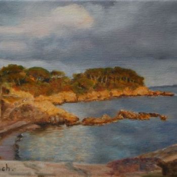 Painting titled "Couchant sur Giens" by Pascale Harnisch, Original Artwork, Oil