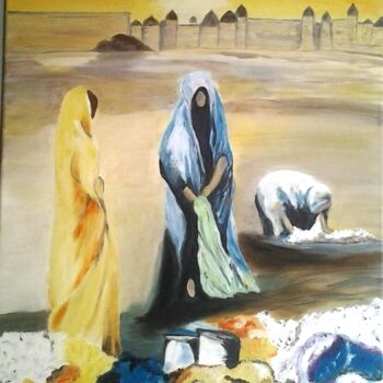 Картина под названием "Soir indien" - Pascaline Marquet Bernard, Подлинное произведение искусства, Масло