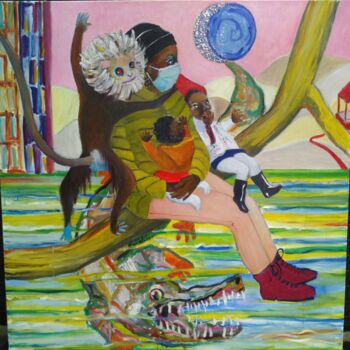 Pittura intitolato "Mum' sapiens" da Pascale Perez, Opera d'arte originale, Olio Montato su Telaio per barella in legno