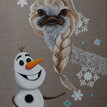 Peinture intitulée ""Autruche des neige…" par Pascale Pfeiffer, Œuvre d'art originale, Acrylique